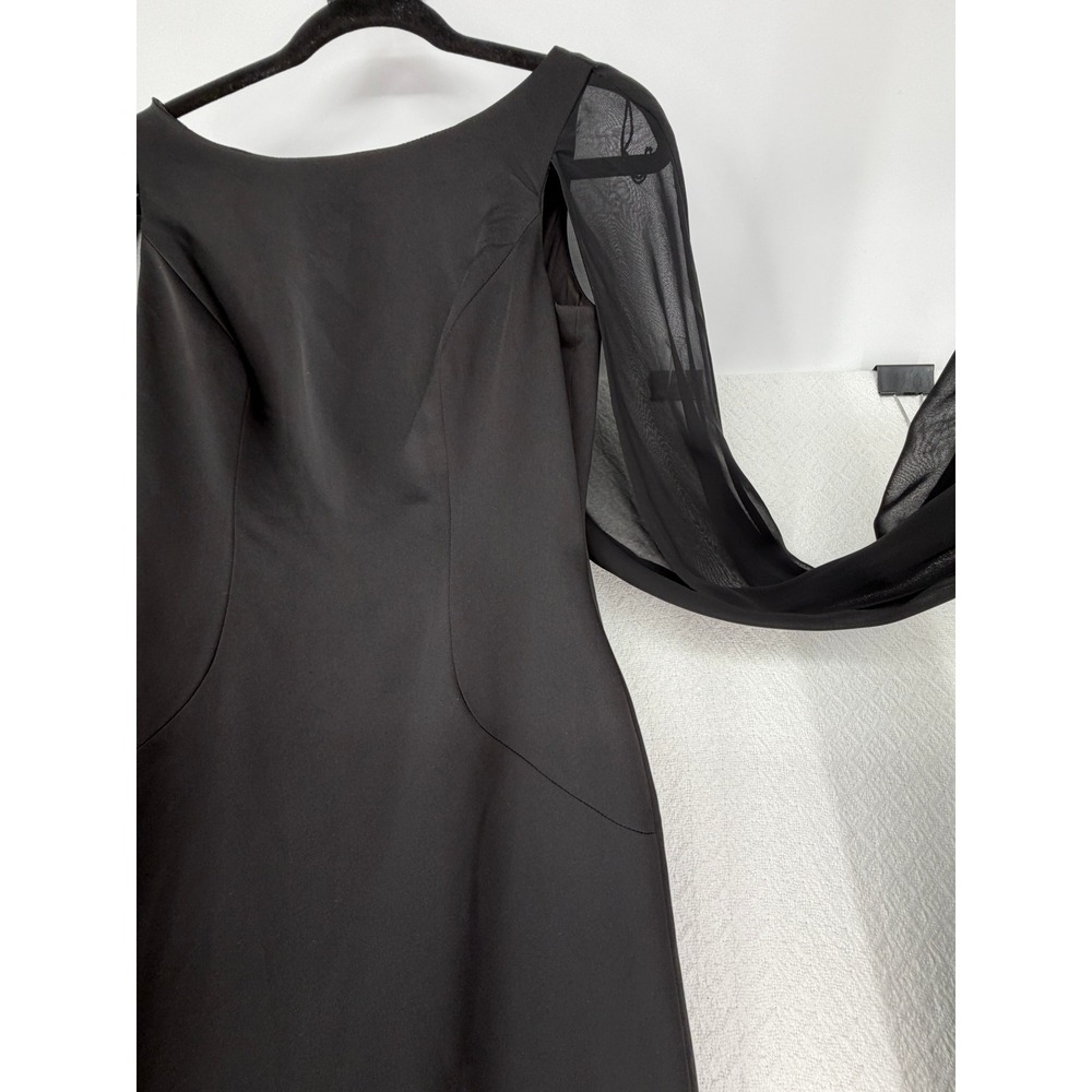 Adrianna‎ Papell Satin Column Gown with Chiffon Cape - Picture 4 of 13